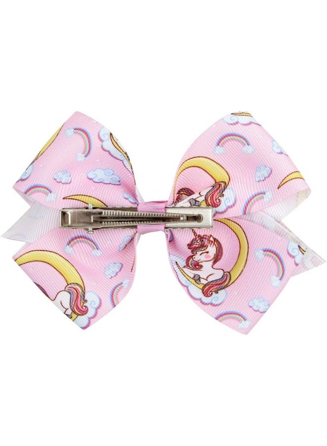 JCSMARTEC Mixtecc [6Pcs/Set] 4.7 Inch Cute Mermaid Unicorn Rainbow Colorful Hair Bows Clips Grosgrain Ribbon Alligator Accessories for Girls - Image 5