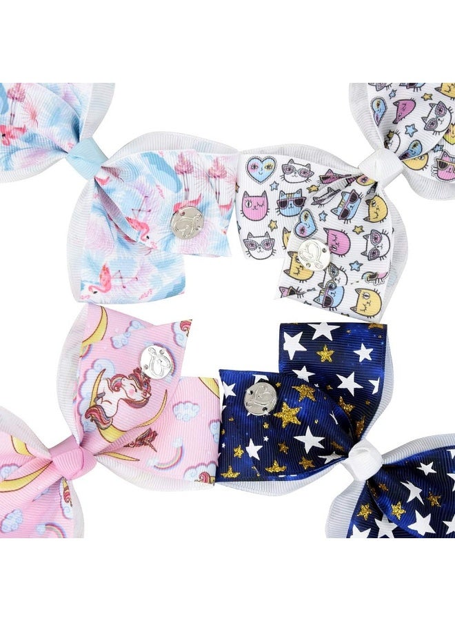 JCSMARTEC Mixtecc [6Pcs/Set] 4.7 Inch Cute Mermaid Unicorn Rainbow Colorful Hair Bows Clips Grosgrain Ribbon Alligator Accessories for Girls - Image 3