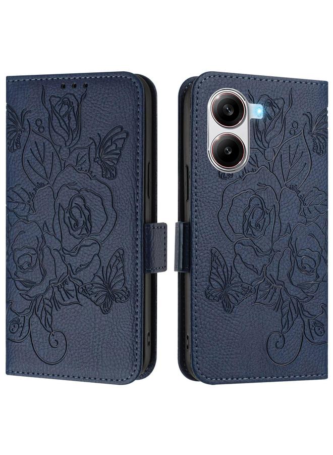erorex Case For Xiaomi Poco X7 Pro 5G / Redmi Turbo 4 5G Embossed Rose RFID Anti-theft Leather Phone Case - Image 2
