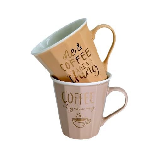Lemon Tree Ceramic Coffee Cups - Set of 4, 300ml Each Cup, Microwave & Dishwasher Safe, Mugs with Handle for Cappuccino, Milk, Latte hot/Cold Drinks - Image 4
