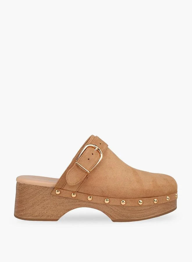 شور ستيب Women Buckle Detail Block Heel Mules