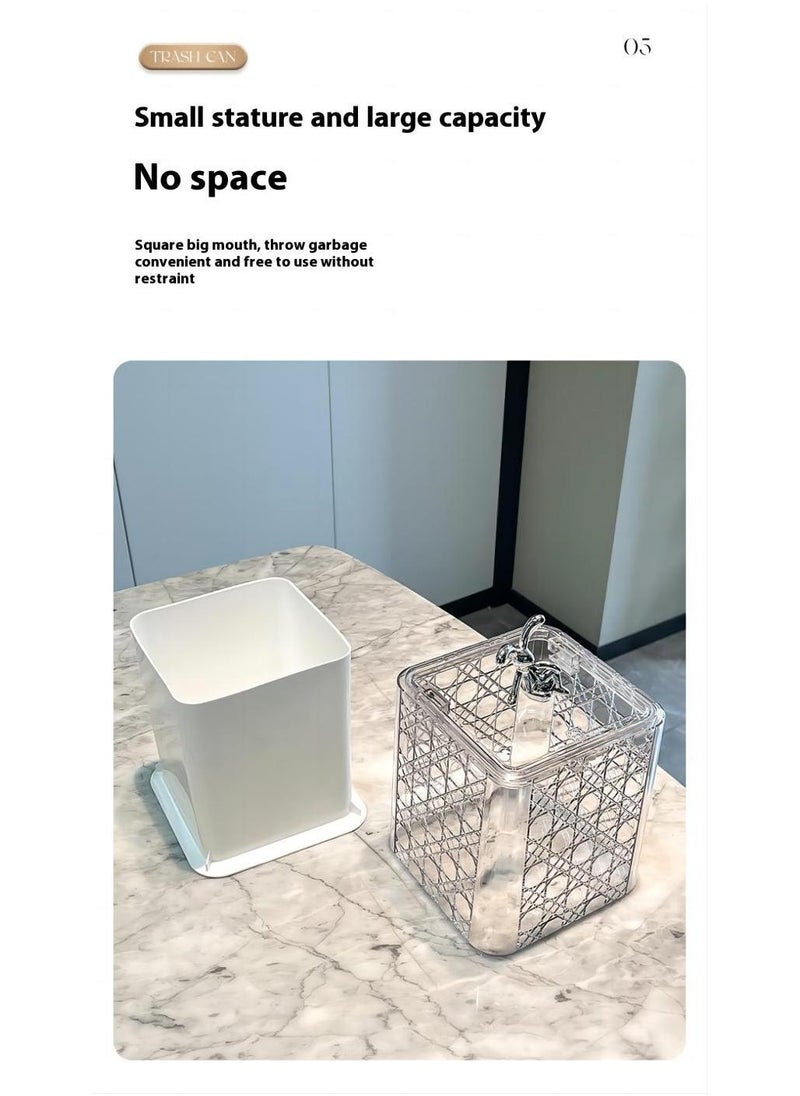Mini Trash Can with Lid Removable Small Garbage Can Tiny Plastic Trash Bin Pop Up Countertop Wastebasket Counter Garbage Lint Bin For Bathroom Office Kitchen Desk