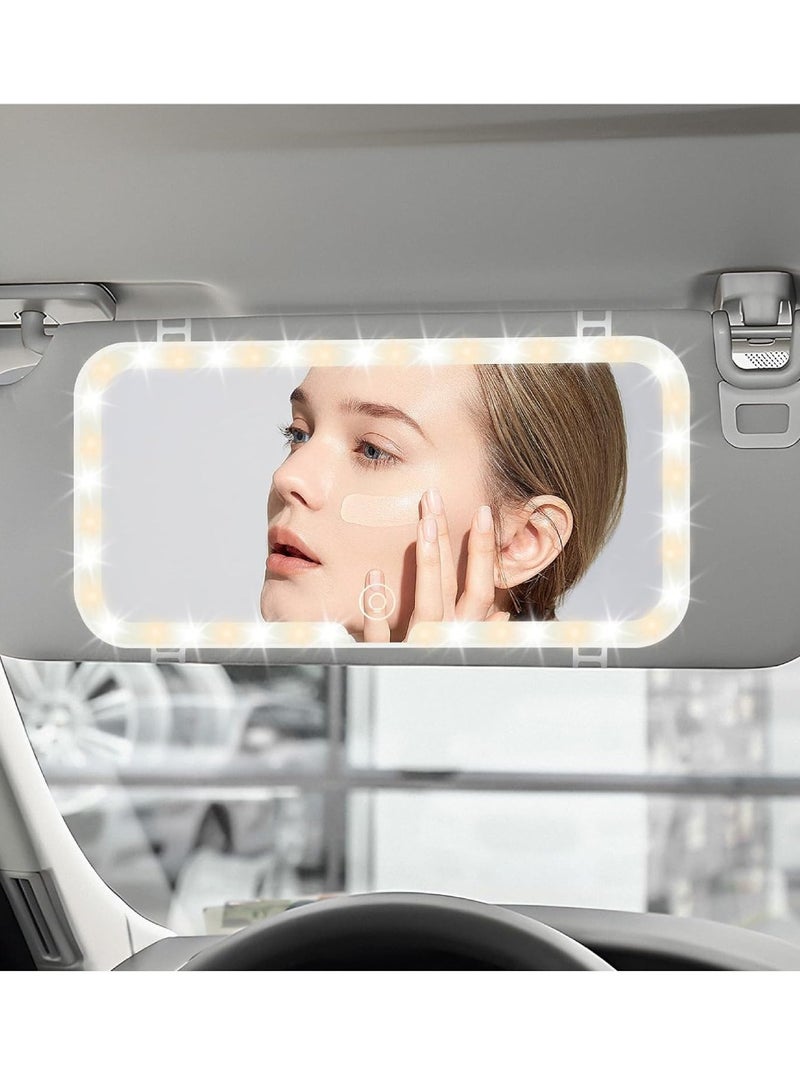 DIGI CORE Car Sun Visor Vanity Mirror Rechargeable Light With 3 Light Modes LED Light Mirror Visor Vanity Mirror For Car Truck SUV Rear View With Dimmable Touch Screen, Mirror Accessories For Women & Girls - Image 1