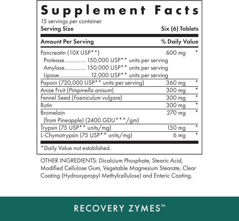 Michael's Health Recovery Zymes - Proteolytic Enzyme Dietary Supplement for Muscular Exertion, 90 Tablets - Image 2