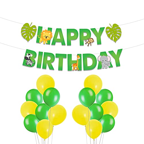Festiko® Jungle Theme Happy Birthday Party Decoration Combo (31 Pcs), Jungle/Safari Themes Party Favors for Kids/1st Birthday Decoration(Birthday Banner, Balloons) - Image 1