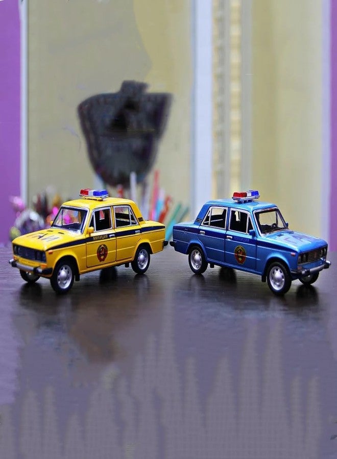 FEXXA 1:24 Scale Lada 2106 Die-Cast Metal Toy Model Car for Kids - Pull Back Mechanism, Birthday Gift for 3+ Year Old Boys, Black (Police Yellow) - Image 5