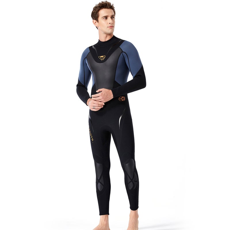 DIVE & SAIL Wetsuit: 3mm Grayish Blue L Soft Lightweight Neoprene Nylon - Thermal Insulation Full Body UV Protection Flexible Back Zipper for Snorkeling Surfing Water Sports Beach Vacation - Image 2