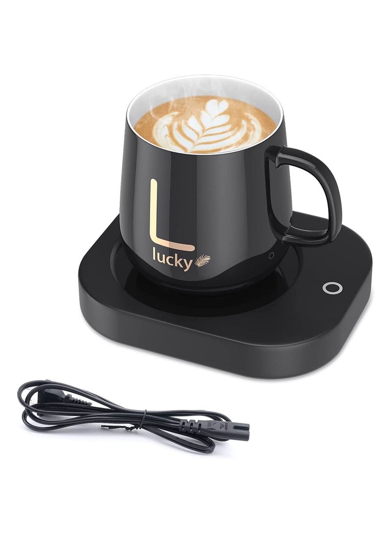 Lucky مجموعة سخان أكواب القهوة المحمولة المحظوظة وسادة تسخين أكواب سيراميك فنجان كهربائي حراري 55℃ - Image 1