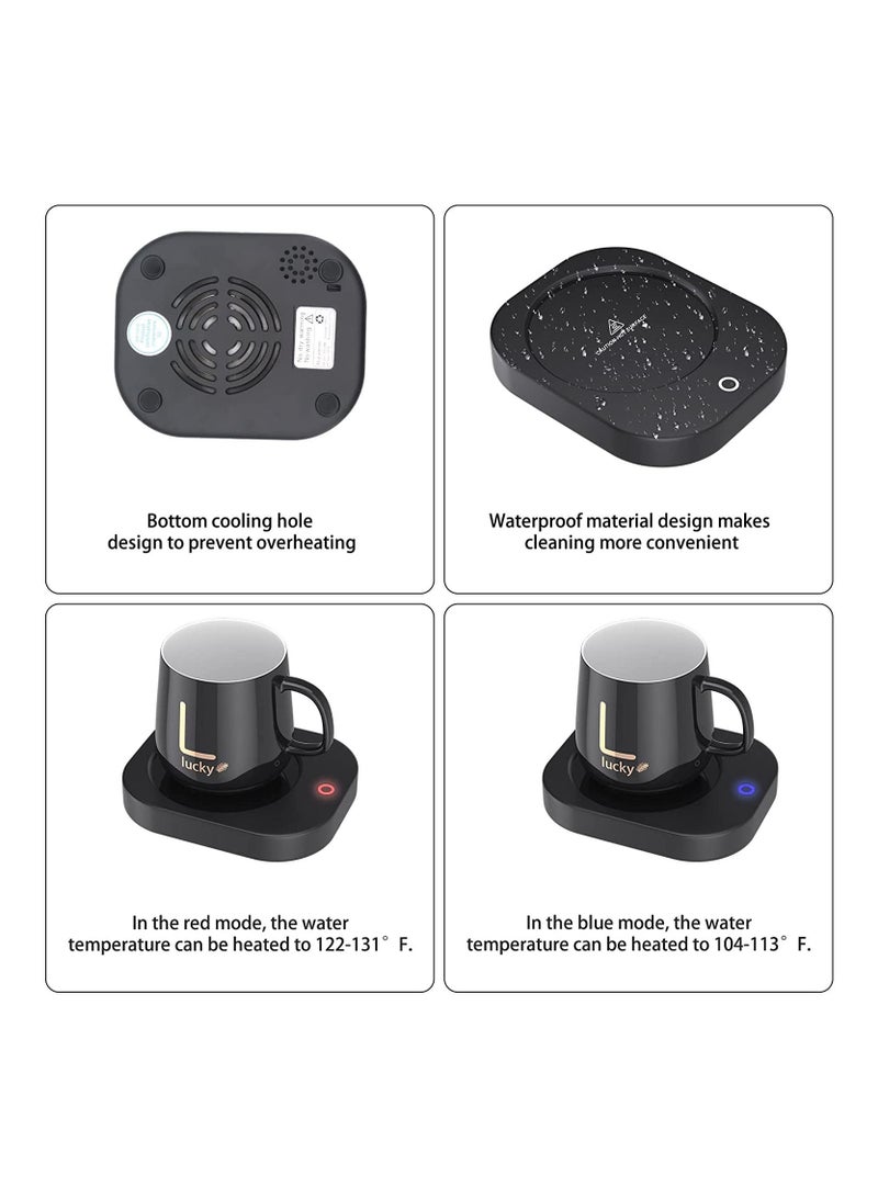 Lucky مجموعة سخان أكواب القهوة المحمولة المحظوظة وسادة تسخين أكواب سيراميك فنجان كهربائي حراري 55℃ - Image 5