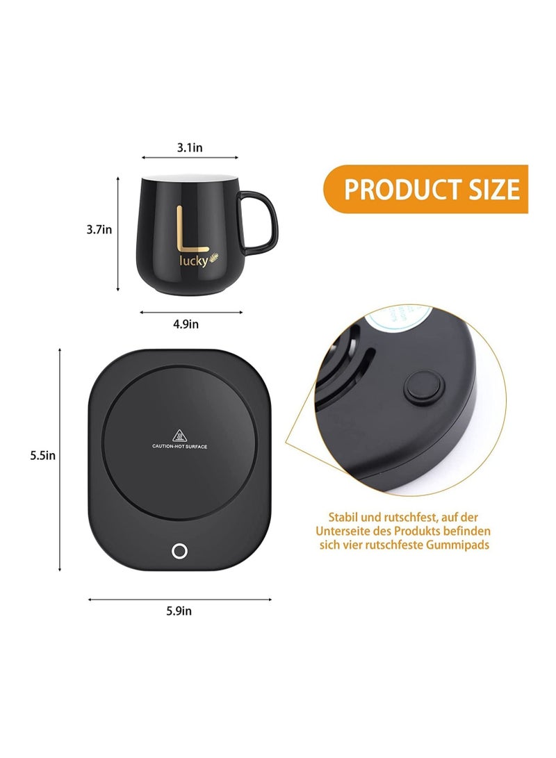 Lucky مجموعة سخان أكواب القهوة المحمولة المحظوظة وسادة تسخين أكواب سيراميك فنجان كهربائي حراري 55℃ - Image 4