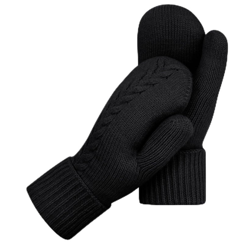 HOPSOOKEN Winter Mittens Gloves for Women Warm Thermal Fleece Thick Knit Soft Cozy Wool Snow Mittens for Cold Weather Gifts(Black) - Image 1
