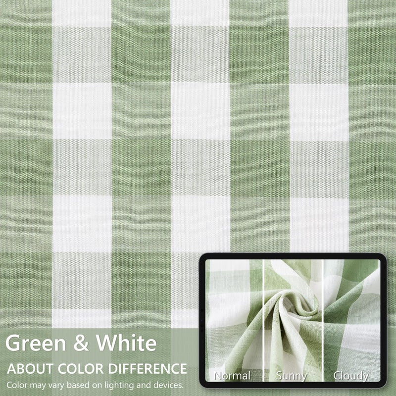 Amzdecor Buffalo Plaid Grommet Curtains 84 Inch Length, Green Semi-Sheer Gingham Check Farmhouse Rustic Textured Curtains Drapery for Living Room Bedroom,2 Panels ï¼ˆ40" x 84",Green & Whiteï¼‰ - Image 5
