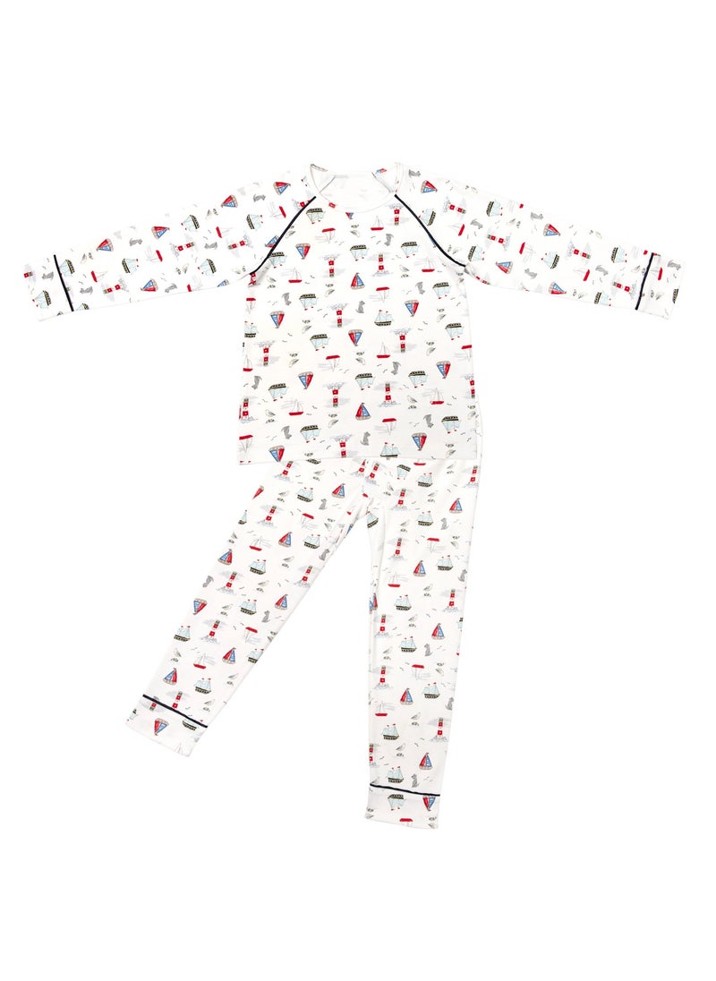 Generic - Boys Pajamas 100% Cotton Toddler Clothes Set Little Shark Long Sleeve Sleepwear 2 Piece Kids Pjs Size 5-7 Years - Image 1