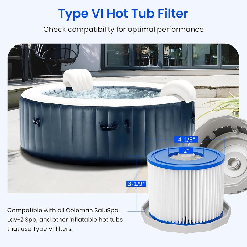 Future Way Hot Tub Filter Replacement for SaluSpa Hot Tub Filters, Type VI Spa Filter Compatible with All Coleman SaluSpa Inflatable Hot Tub and Lay-Z Spa, 4 Pack - Image 2