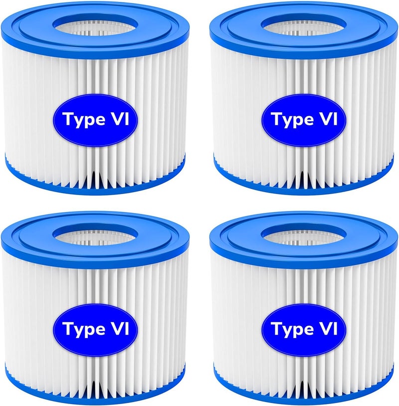Future Way Hot Tub Filter Replacement for SaluSpa Hot Tub Filters, Type VI Spa Filter Compatible with All Coleman SaluSpa Inflatable Hot Tub and Lay-Z Spa, 4 Pack - Image 1