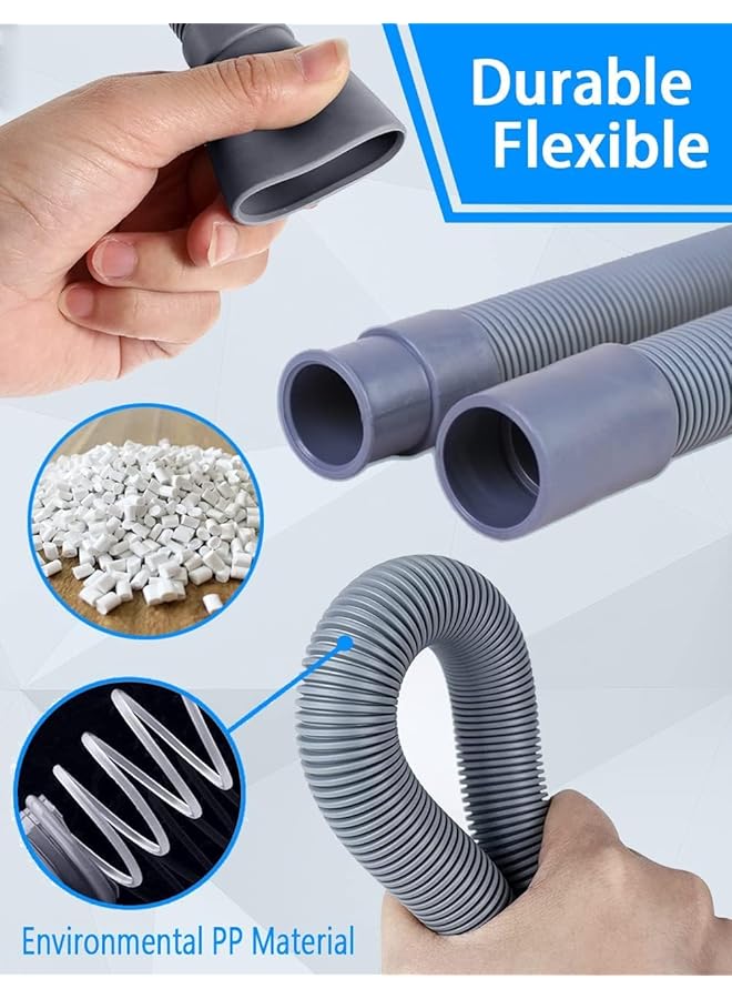 erorex 2Pack Dishwasher Washing Machine Replacement Hoses Kit 2M Drain Hose For Washing Machine Washer Drain Hose Extension Kits Flexible Drain Hose With 2Adapter 2 U Bend Holder 4 Hose Clamps - Image 3