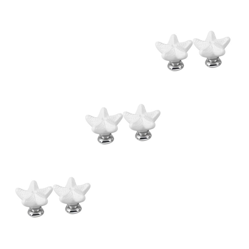 White Ceramic Star Shaped Drawer Pulls 6pcs For Cabinets And Furniture Hardware - Image 2