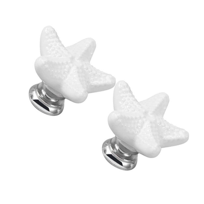 White Ceramic Star Shaped Drawer Pulls 6pcs For Cabinets And Furniture Hardware - Image 3