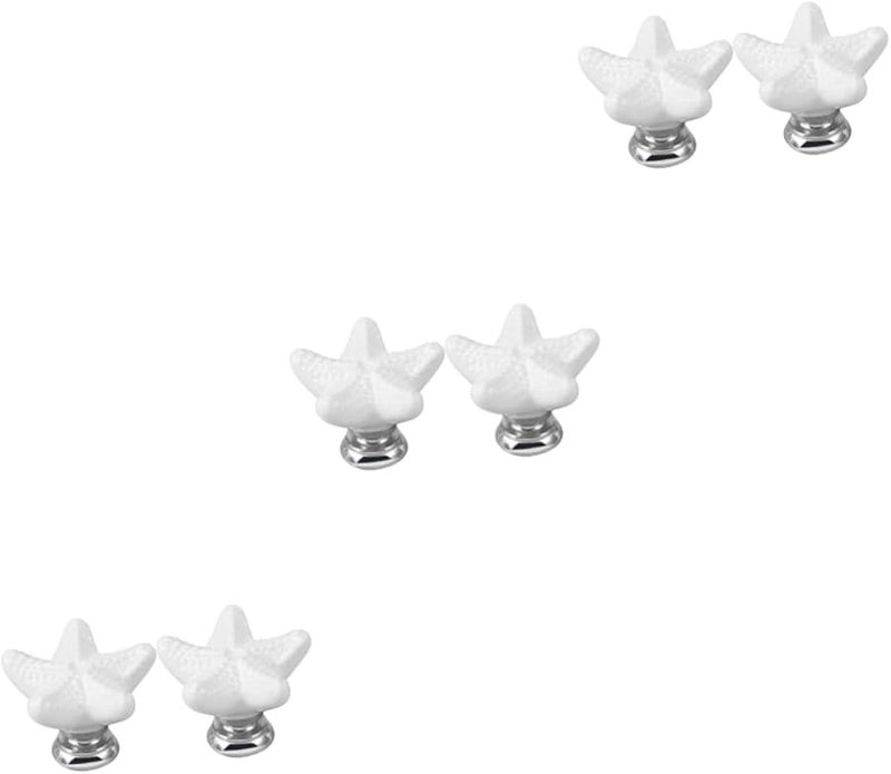 White Ceramic Star Shaped Drawer Pulls 6pcs For Cabinets And Furniture Hardware - Image 1