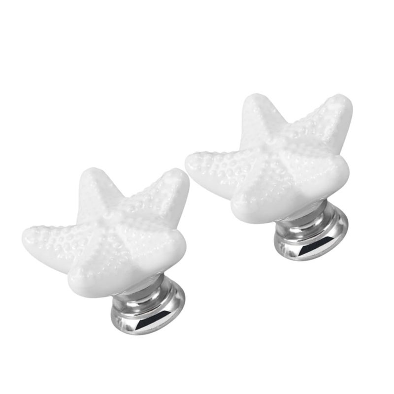 White Ceramic Star Shaped Drawer Pulls 6pcs For Cabinets And Furniture Hardware - Image 4