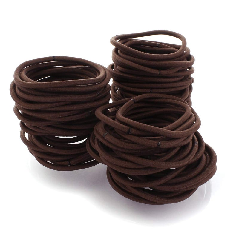 My Lello Hair Elastics Hair Ties Professional Grade Ponytail Holders  100 Pack Brown