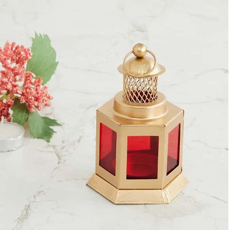 AURA DECOR Auradecor Moroccan Lantern, Tealight Candle Holder with Tealight Candle for Home Decor Home Decor and Gift, Diwali, Festival, Indoor & Outdoor Use (Red, Pack of 2) - Image 4