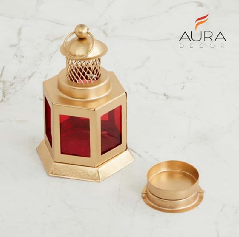 AURA DECOR Auradecor Moroccan Lantern, Tealight Candle Holder with Tealight Candle for Home Decor Home Decor and Gift, Diwali, Festival, Indoor & Outdoor Use (Red, Pack of 2) - Image 5