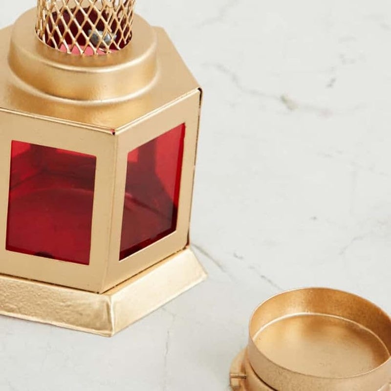 AURA DECOR Auradecor Moroccan Lantern, Tealight Candle Holder with Tealight Candle for Home Decor Home Decor and Gift, Diwali, Festival, Indoor & Outdoor Use (Red, Pack of 2) - Image 2