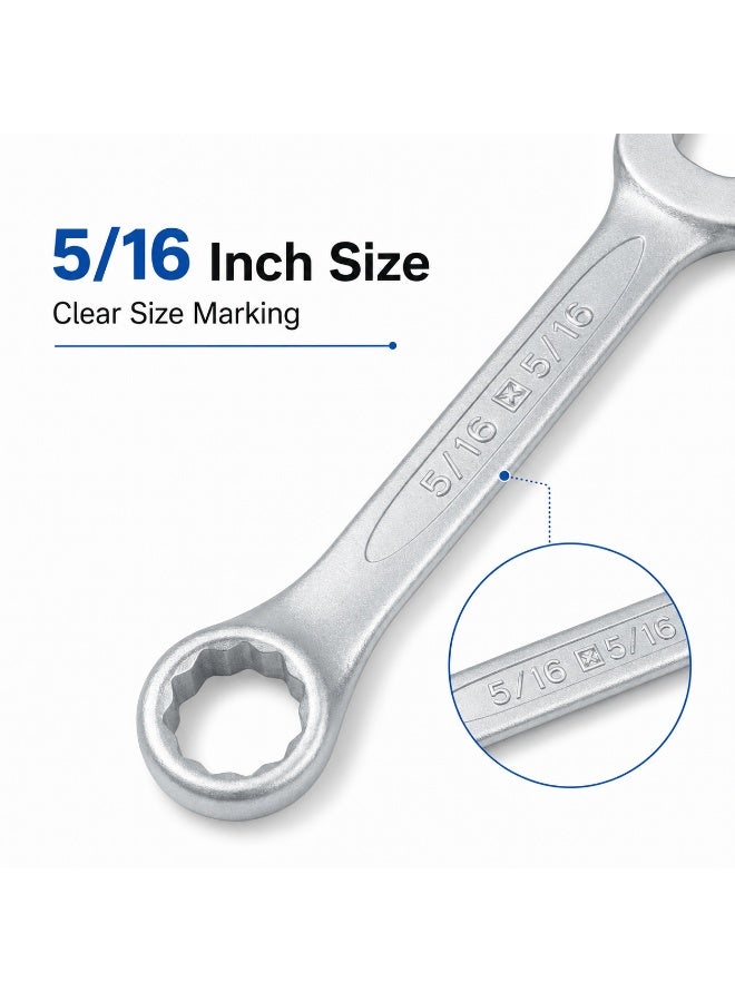 5/16 Inch Combination Wrench, Chrome Vanadium Steel Open End & 12-Point Ring Spanner For Car Repair, Plumbing, Bicycle, Garage & DIY Maintenance - Image 2
