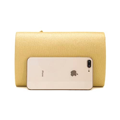 IXEBELLA Satin Evening Bag Bow Flap Clutch Purse for Women Formal Party/Prom/Wedding (Gold) - Image 3