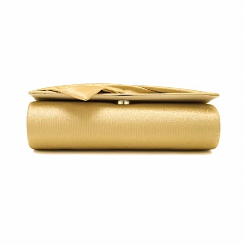 IXEBELLA Satin Evening Bag Bow Flap Clutch Purse for Women Formal Party/Prom/Wedding (Gold) - Image 5