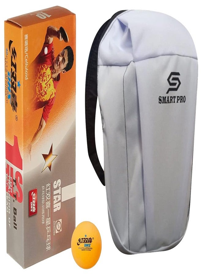 دي إتش أس كرة تنس الطاولة DHS 40 مم، نجمة واحدة، برتقالية (علبة من 10 قطع) 40 قطعة مع غطاء Smart PRO TT الخاص من Speed Ocean - Image 1