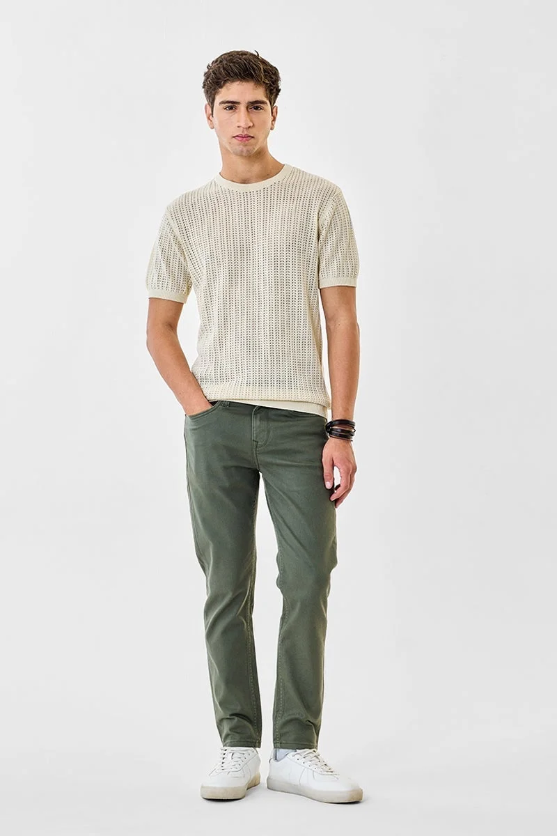 SNITCH 100% Cotton Regular Fit Flat Knit T-Shirt