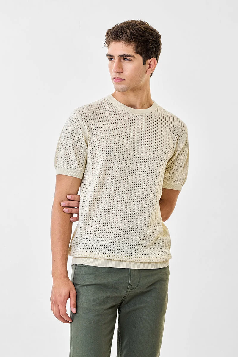 SNITCH 100% Cotton Regular Fit Flat Knit T-Shirt