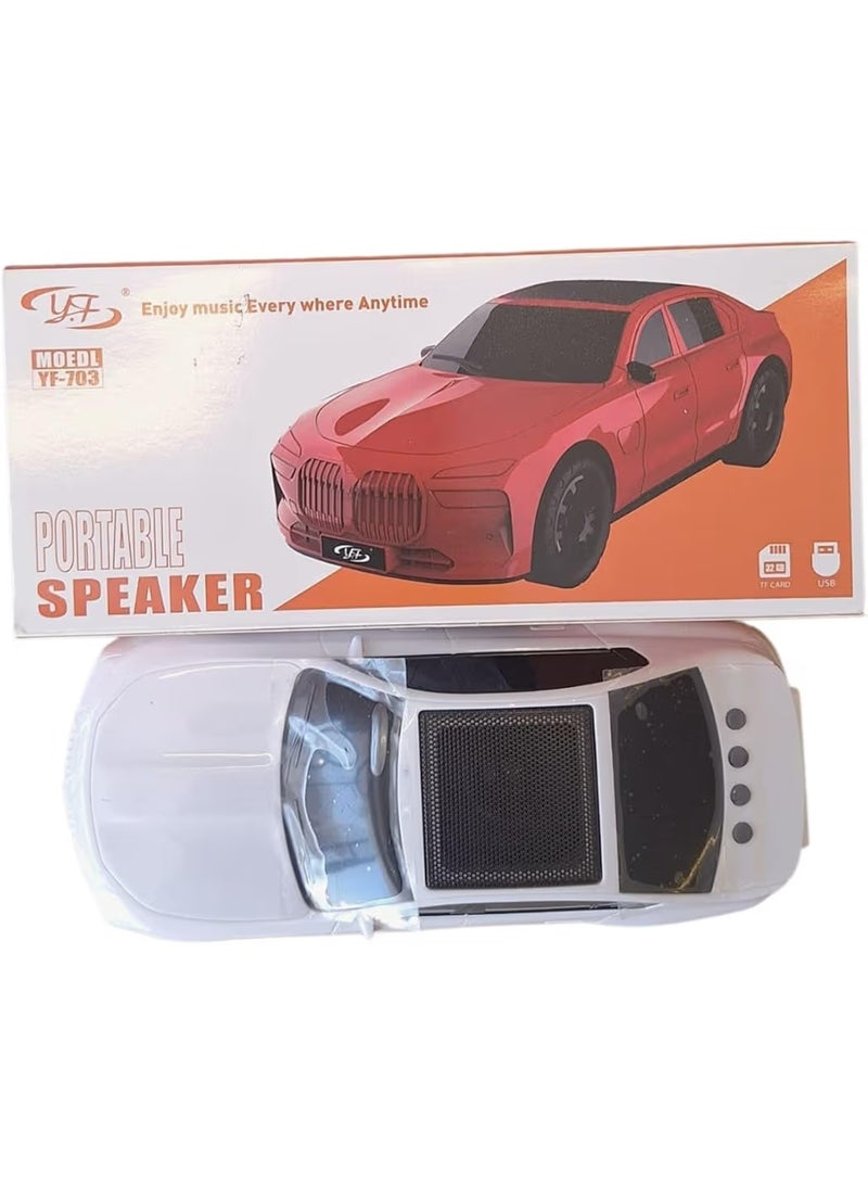 مكبر صوت علي شكل سيارة VF-701 بلوتوث لاسلكي محمول للمكتب و غرف النوم و للالعاب يدعم USB وMicro SD وراديو اف ام وصوت AUX (ابيض) - Image 3