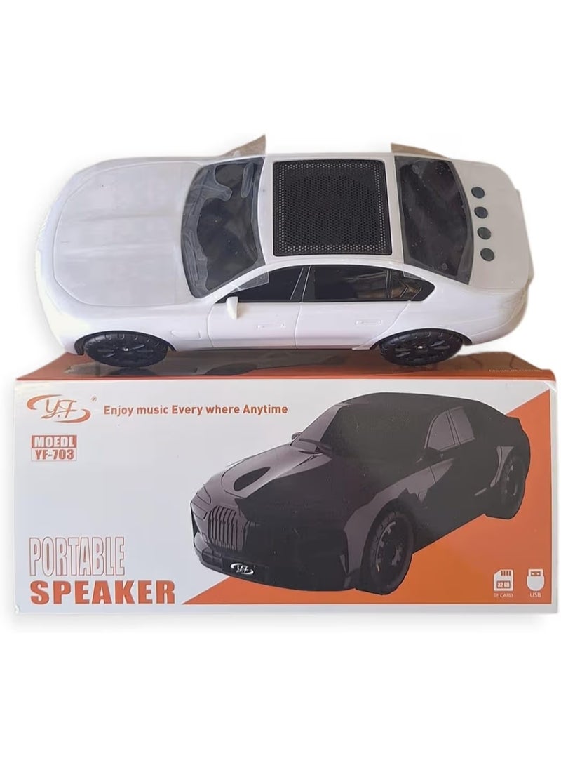 مكبر صوت علي شكل سيارة VF-701 بلوتوث لاسلكي محمول للمكتب و غرف النوم و للالعاب يدعم USB وMicro SD وراديو اف ام وصوت AUX (ابيض) - Image 2