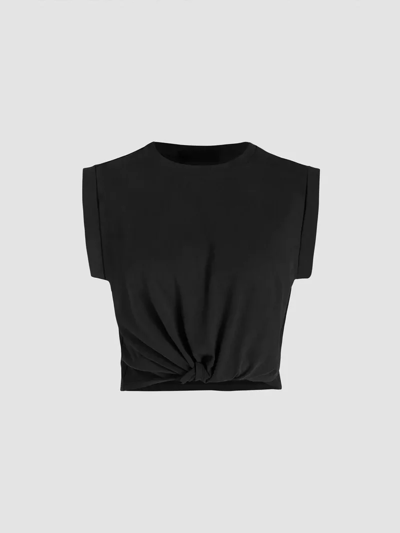 HICCUP Basic Crew Neck Cropped T-Shirt