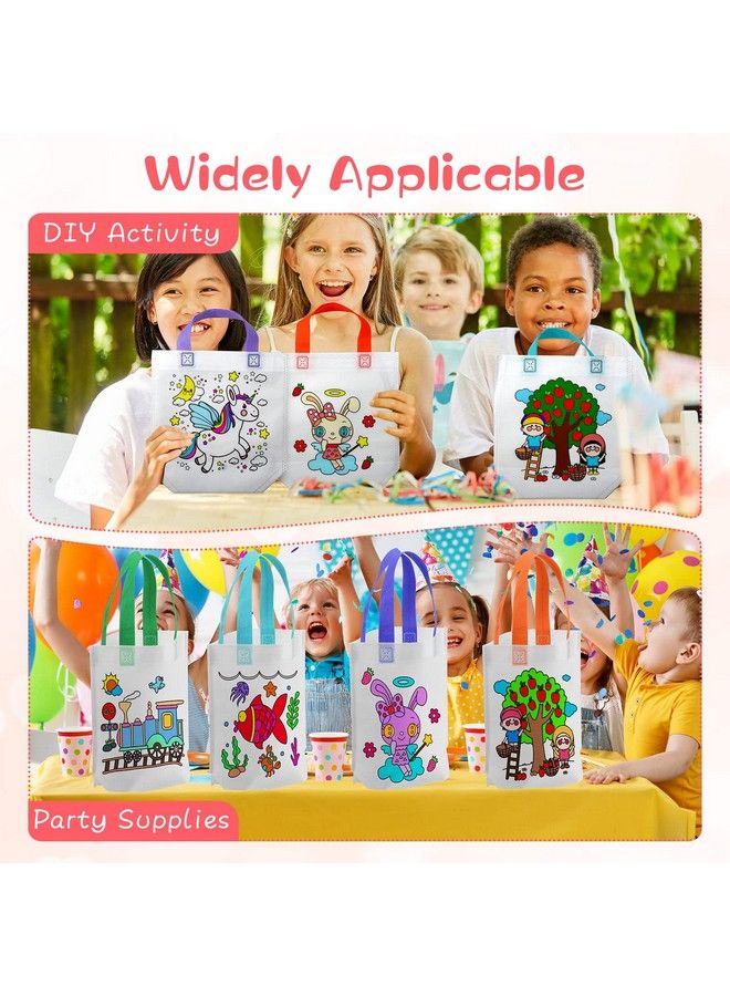 BBTO 100 Pcs Coloring Goodie Bags Cute Cartoon Bags Reusable Party Favor Paint Bags Non Woven Goodie Bags For Kids Birthday Party Art Diy Crafts Supplies 20 Styles - Image 4