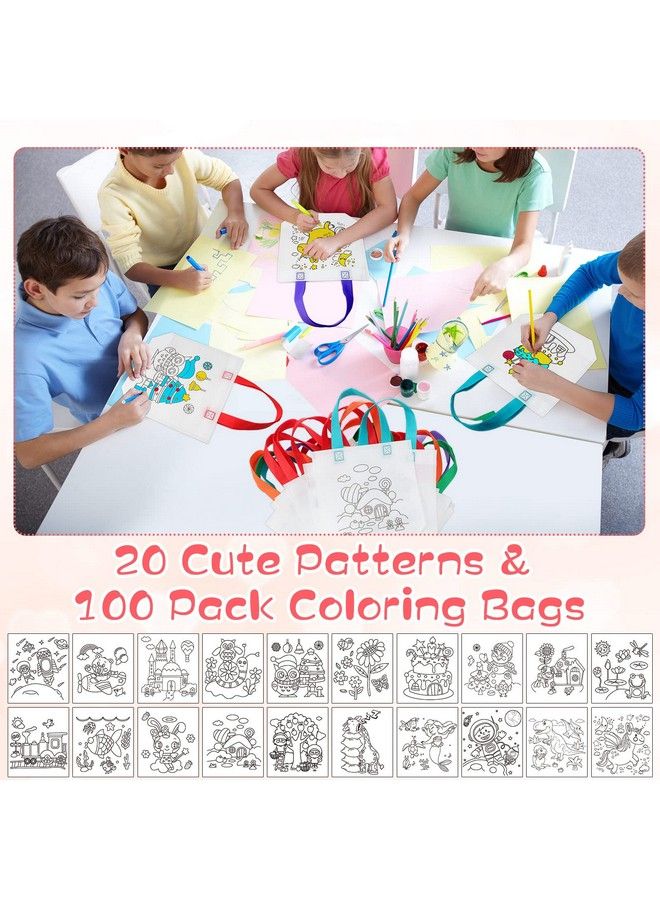 BBTO 100 Pcs Coloring Goodie Bags Cute Cartoon Bags Reusable Party Favor Paint Bags Non Woven Goodie Bags For Kids Birthday Party Art Diy Crafts Supplies 20 Styles - Image 5
