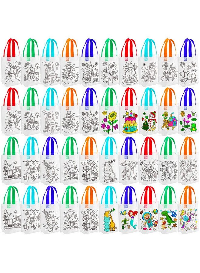 BBTO 100 Pcs Coloring Goodie Bags Cute Cartoon Bags Reusable Party Favor Paint Bags Non Woven Goodie Bags For Kids Birthday Party Art Diy Crafts Supplies 20 Styles - Image 2