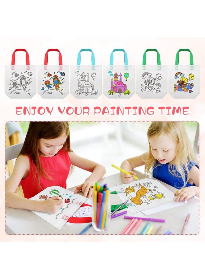 BBTO 100 Pcs Coloring Goodie Bags Cute Cartoon Bags Reusable Party Favor Paint Bags Non Woven Goodie Bags For Kids Birthday Party Art Diy Crafts Supplies 20 Styles - Image 3