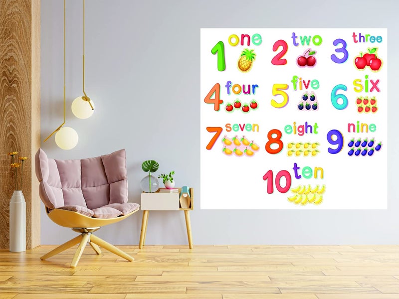 Techgifti Children Counting with Fruits- Baby Learning Education Wall Sticker (Size - 96 Cm X 106 Cm) - Image 1