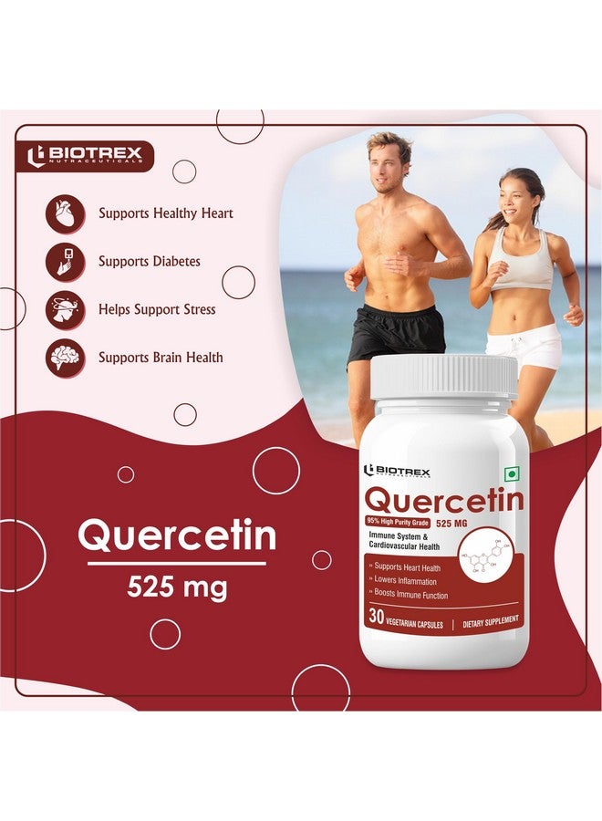 Biotrex Nutraceuticals Quercetin 525 mg Supplement With 95% High Purity Grade, Supports Joint & Cardiovascular Health - 30 Vegetarian Capsules - Image 5