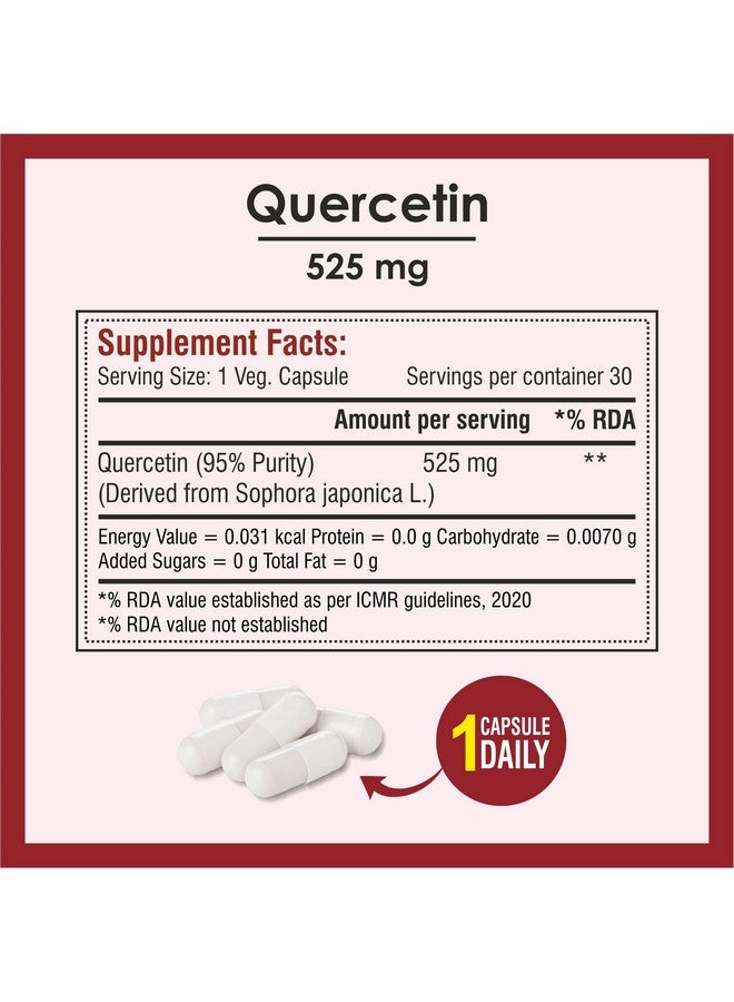 Biotrex Nutraceuticals Quercetin 525 mg Supplement With 95% High Purity Grade, Supports Joint & Cardiovascular Health - 30 Vegetarian Capsules - Image 4