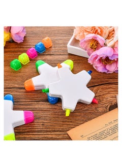 Y&D 6 Piece Highlighter Star Shape Colorful Fluorescent Pen Marker Watercolor 5 In 1 Colored for Note Taking  - Image 5