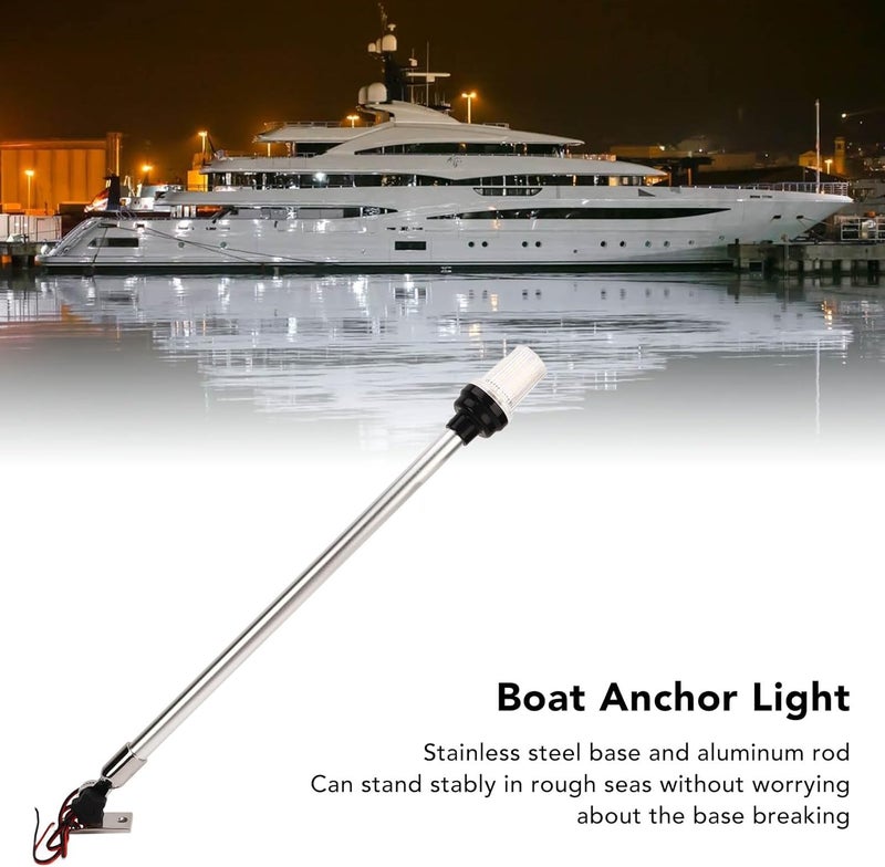 klarako Boat Stern Light, 360 Degrees All Around Fold Down Pole Light, 3NM Visibility LED Navigation Light with 316 Stainless Steel Base for Marine, Fishing Boat, Yacht, Pontoon (22 inch) - Image 2