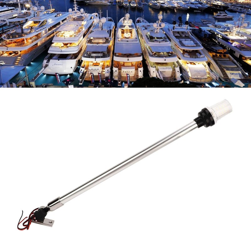 klarako Boat Stern Light, 360 Degrees All Around Fold Down Pole Light, 3NM Visibility LED Navigation Light with 316 Stainless Steel Base for Marine, Fishing Boat, Yacht, Pontoon (22 inch) - Image 5