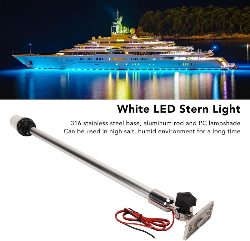 klarako Boat Stern Light, 360 Degrees All Around Fold Down Pole Light, 3NM Visibility LED Navigation Light with 316 Stainless Steel Base for Marine, Fishing Boat, Yacht, Pontoon (22 inch) - Image 1