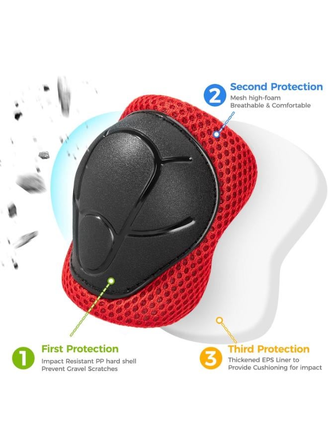 Zain BOSONER Kids/Youth Knee Pad Elbow Pads Guards Protective Gear Set for Roller Skates Cycling BMX Bike Skateboard Inline Skatings Scooter Riding Sports (Black/red, Medium) - Image 5