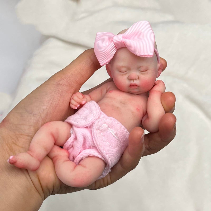 Mire & Mire Reborn Baby Dolls 5.5 Inch Girl Mini Silicone Baby Realistic Baby Dolls Silicone Full Body - Image 4